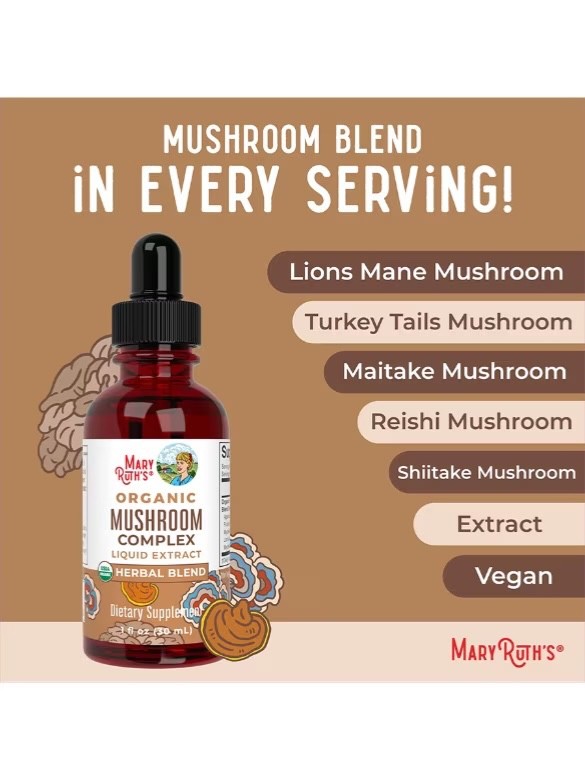Mary Ruth’s Organic Mushroom Complex Liquid Extract 1 fl oz BB 10/2026