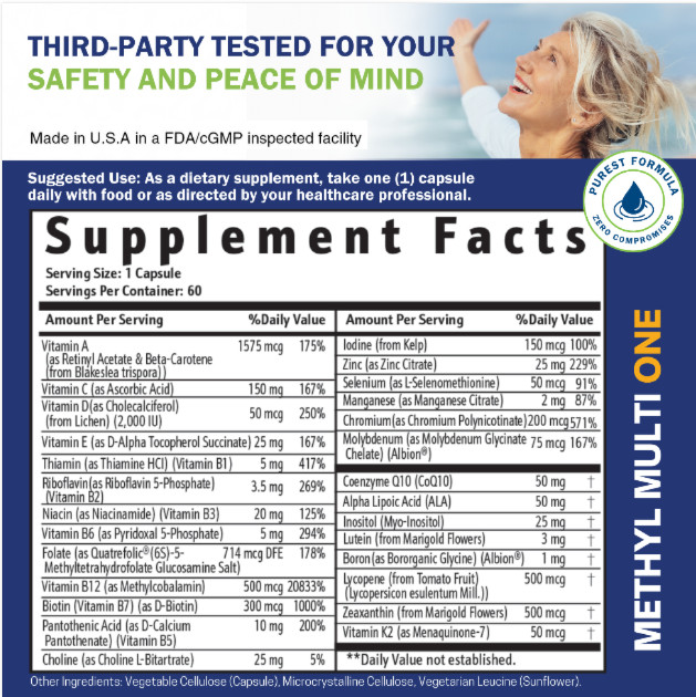 Vegan Methylated Multivitamin for Men and Women with Active Folate & Methyl B12