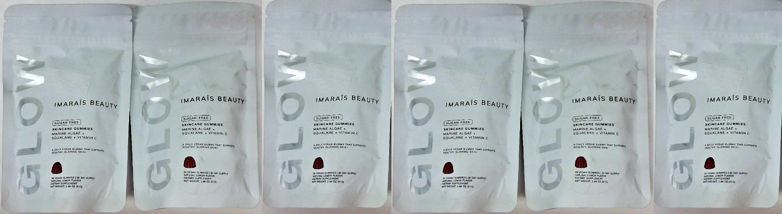 6x Imarais Beauty Glow Skincare Gummies, 180 Gummies total Lemon Flavor