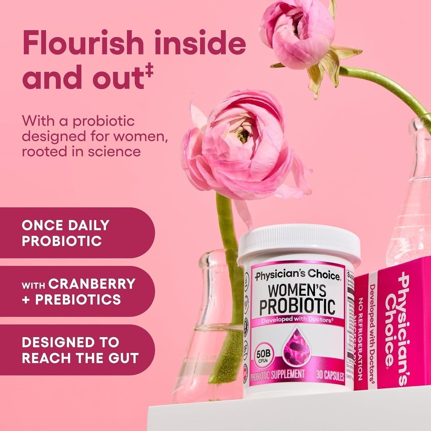 Physician’s Choice Feminine Probiotic Complex 50B CFU Organic Prebiotic Daily