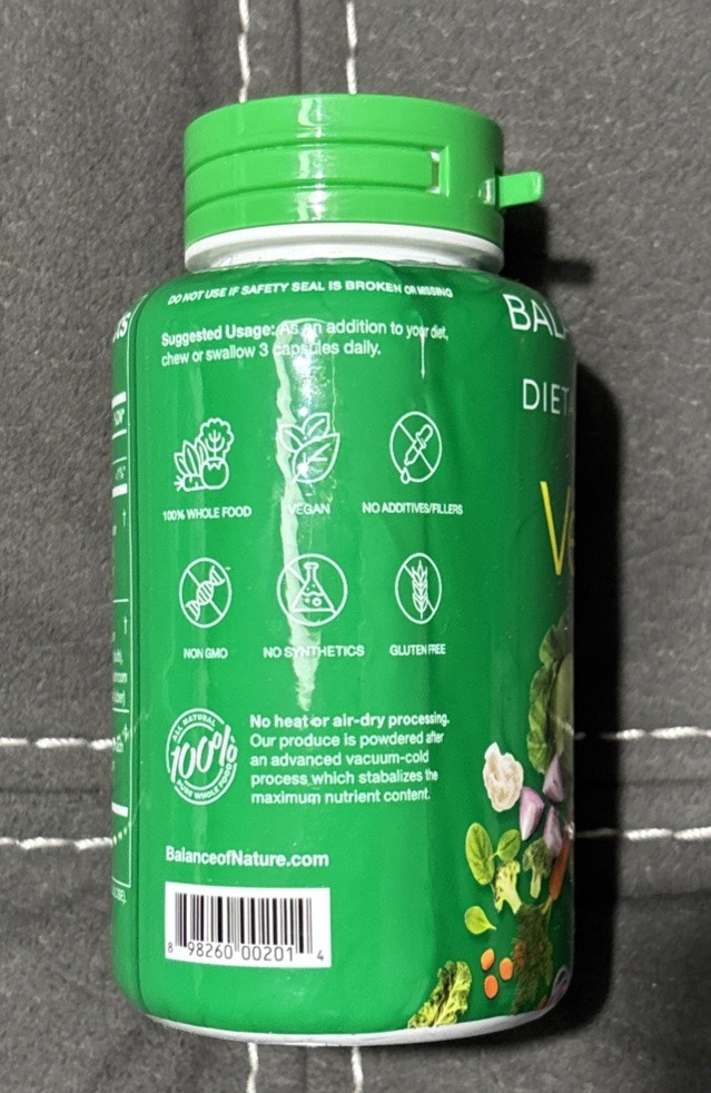 Balance Of Nature «VEGGIES» SINGLE-PACK New In Bottle 90 Caps 2/27 Expiration