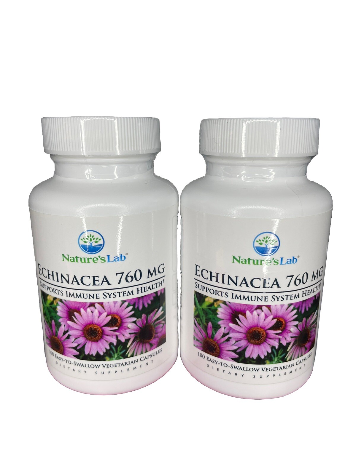 Natures Lab Echinacea, 760 mg 100 Capsules Supplement Immune Health 2-pack