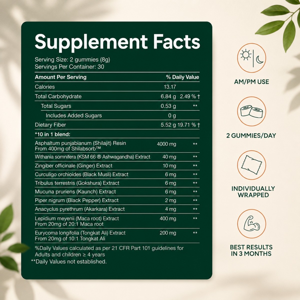 Root Labs Alpha Gummy Vitamins, 4000mg Shilajit, 10-in-1 Blend, 60 Count Bottle