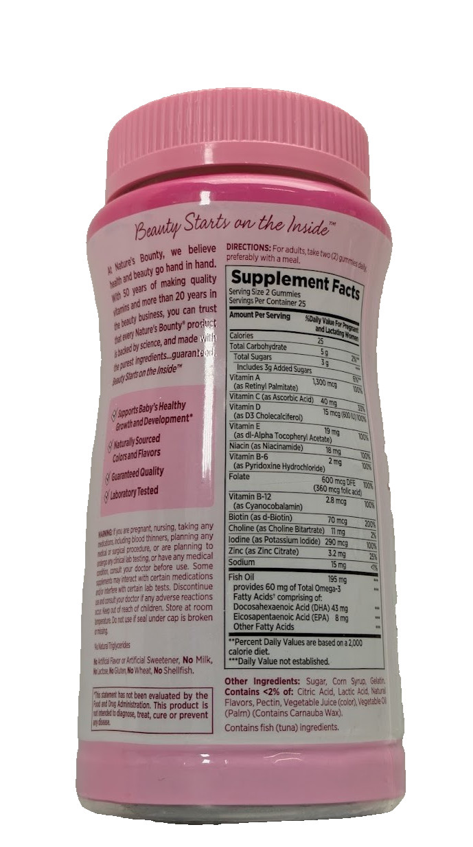 2 Pack Nature’s Bounty Essential Prenatal Gummies 50 Count Mixed Berry EXP 2/26