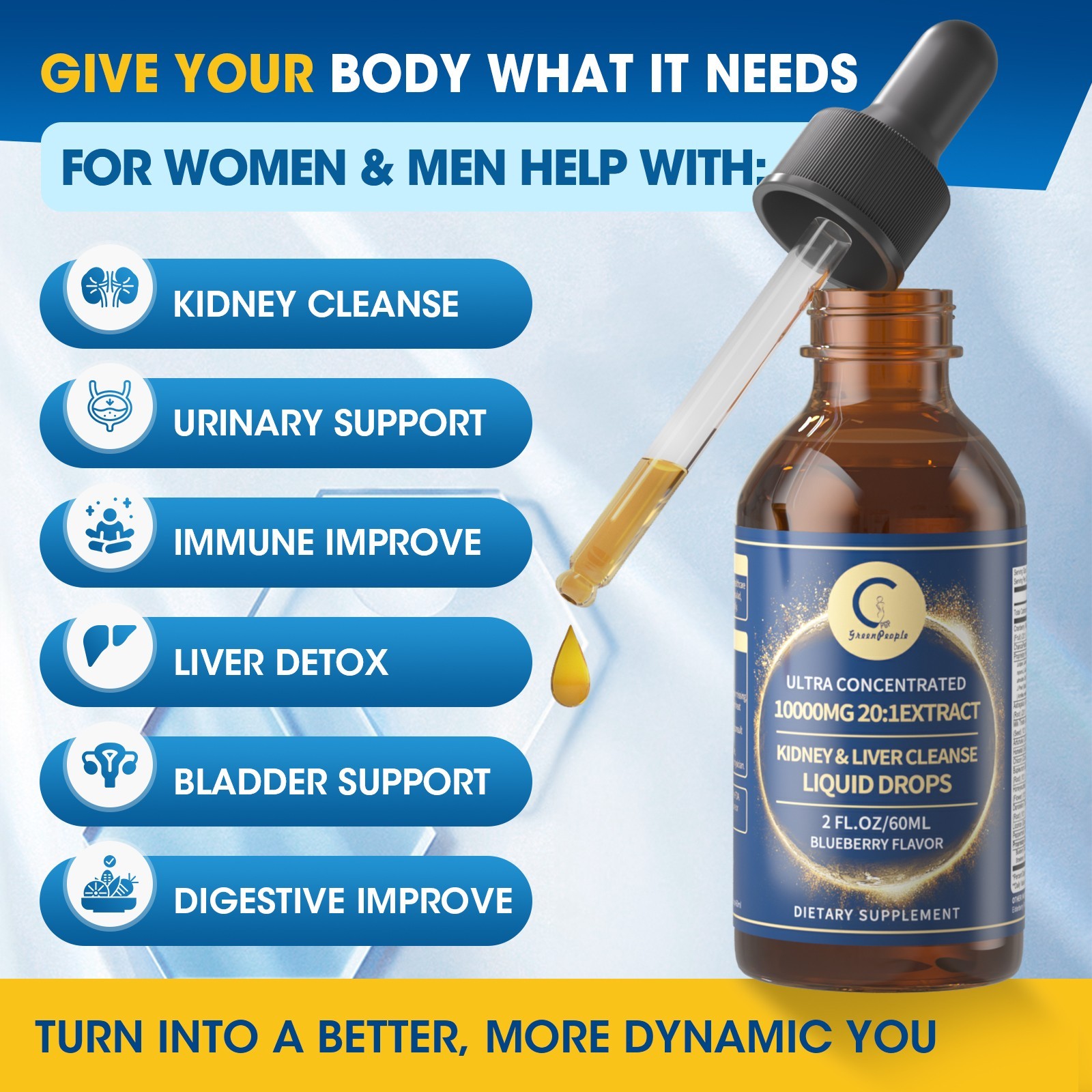Kidney Cleanse Detox & Repair Supplement Natural Herbal Extract Drop 60ML
