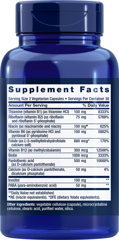 BioActive B-Complex Complete 60 caps Life Extension – Inositol/P-5-P/methyl