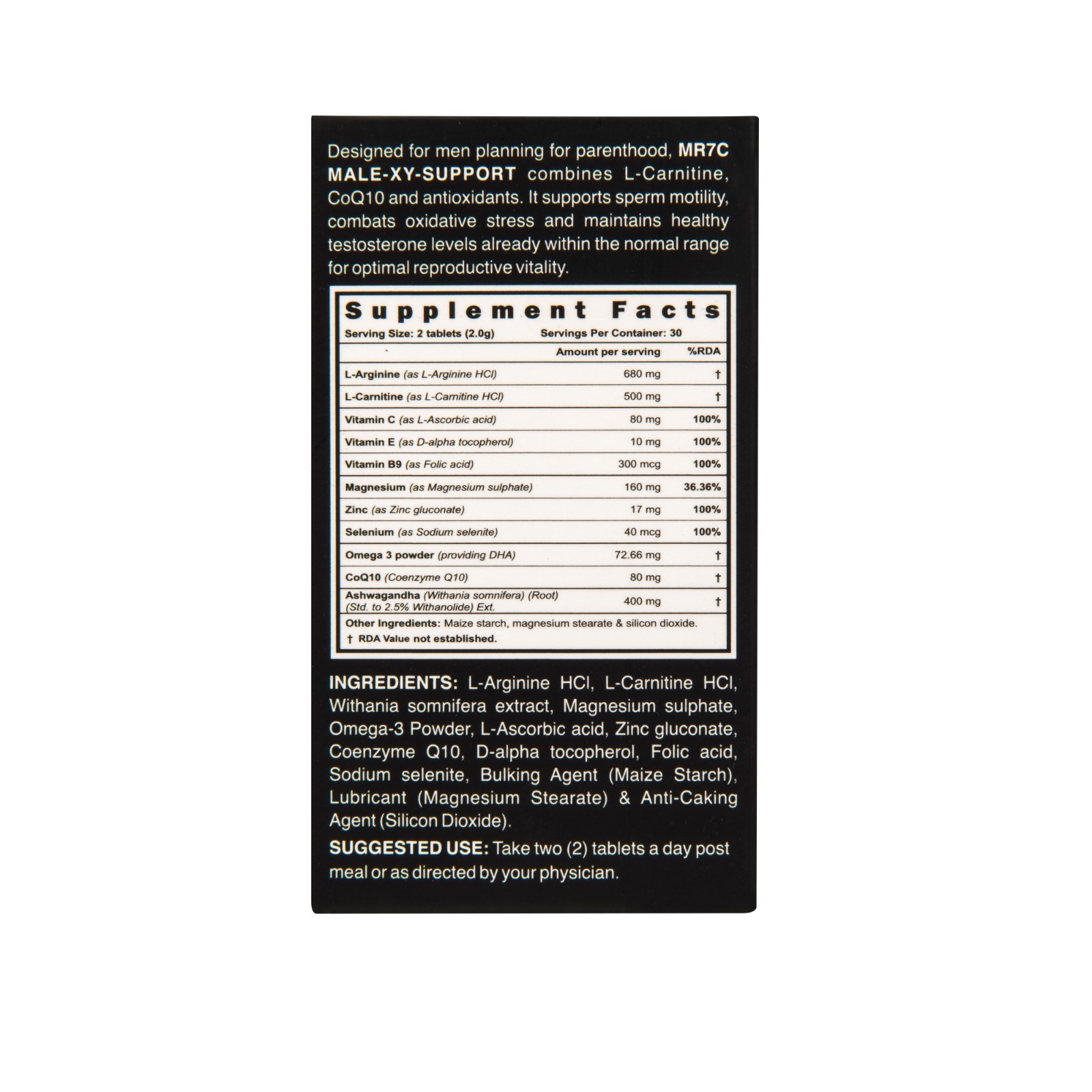 MR7C Male-XY-Support Tablet, 60 Tablets, with L-Carnitine, FREE SHIPPING