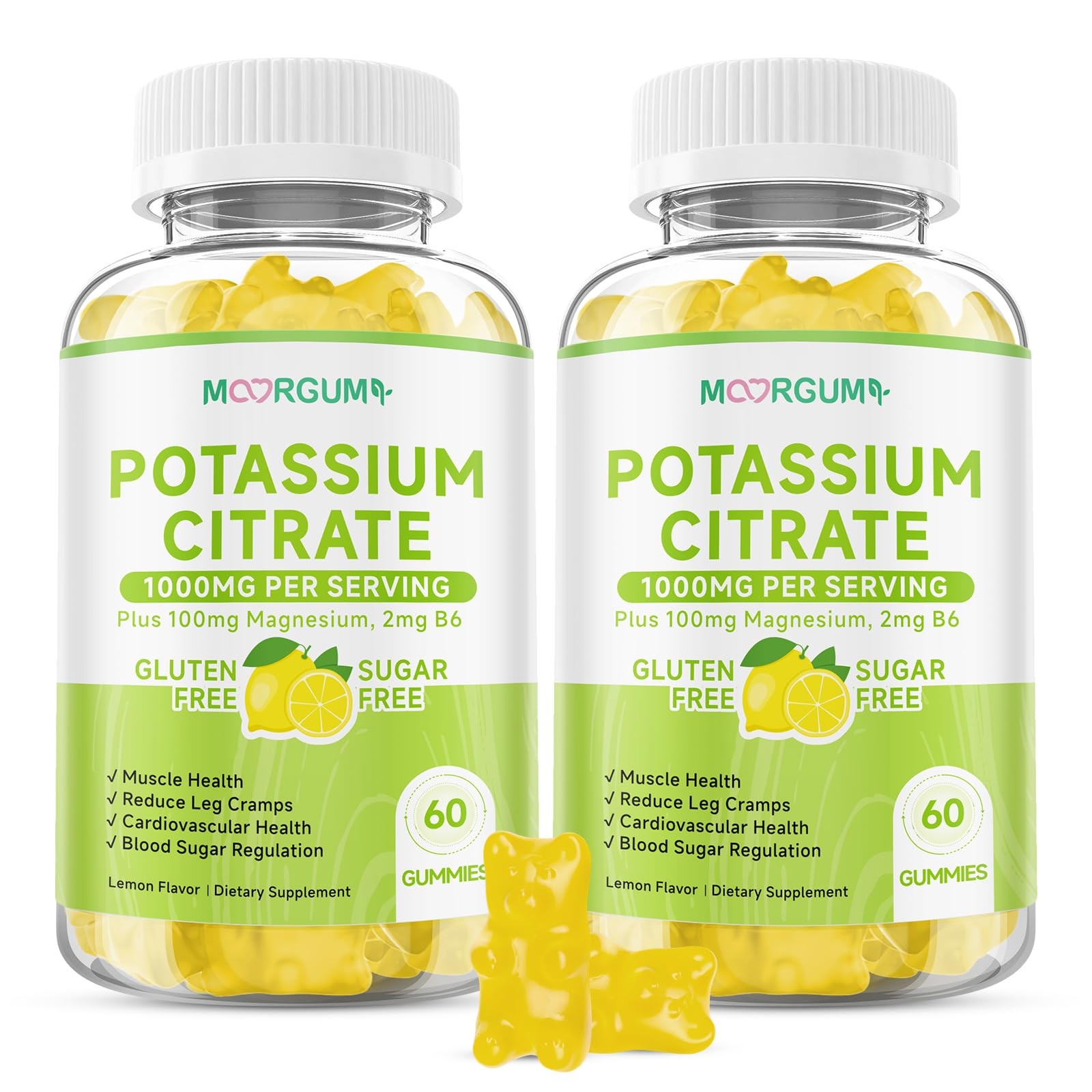 Potassium Citrate 1000mg Gummies, Supplement 60 Count (Pack of 2)