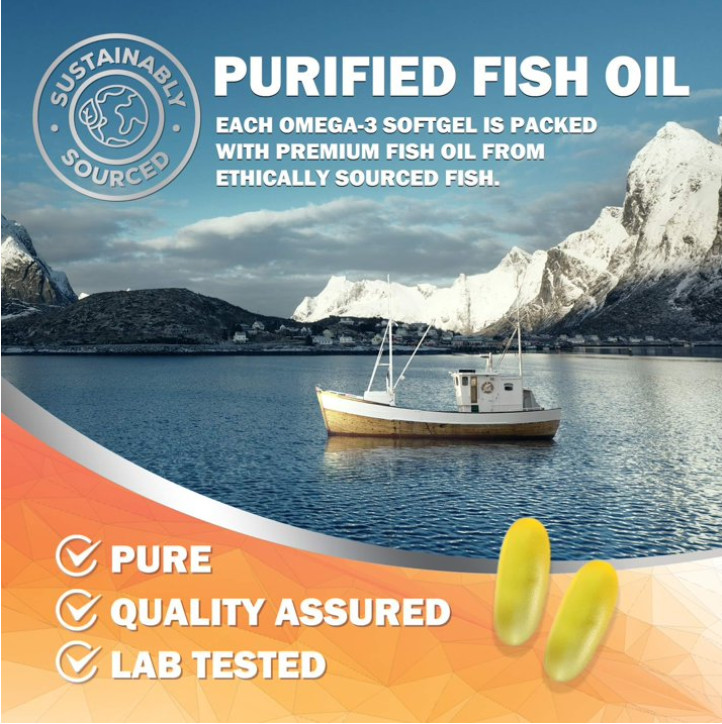 Omega 3 Fish Oil 2400mg 3X Strength EPA & DHA High Potency Capsules