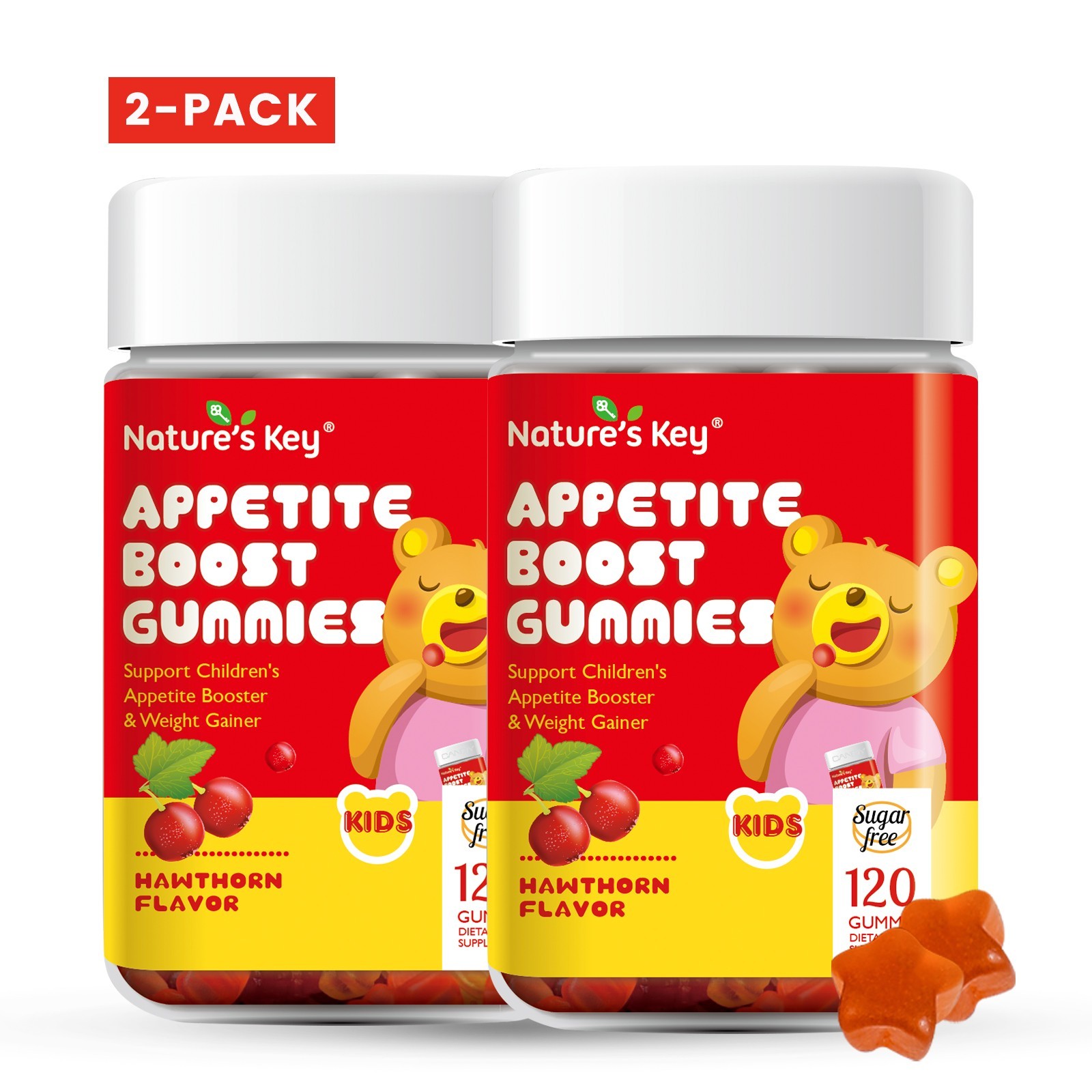 Appetite Booster Gummies for Kids 2 Packs Appetite Stimulant Hawthorn Flavor