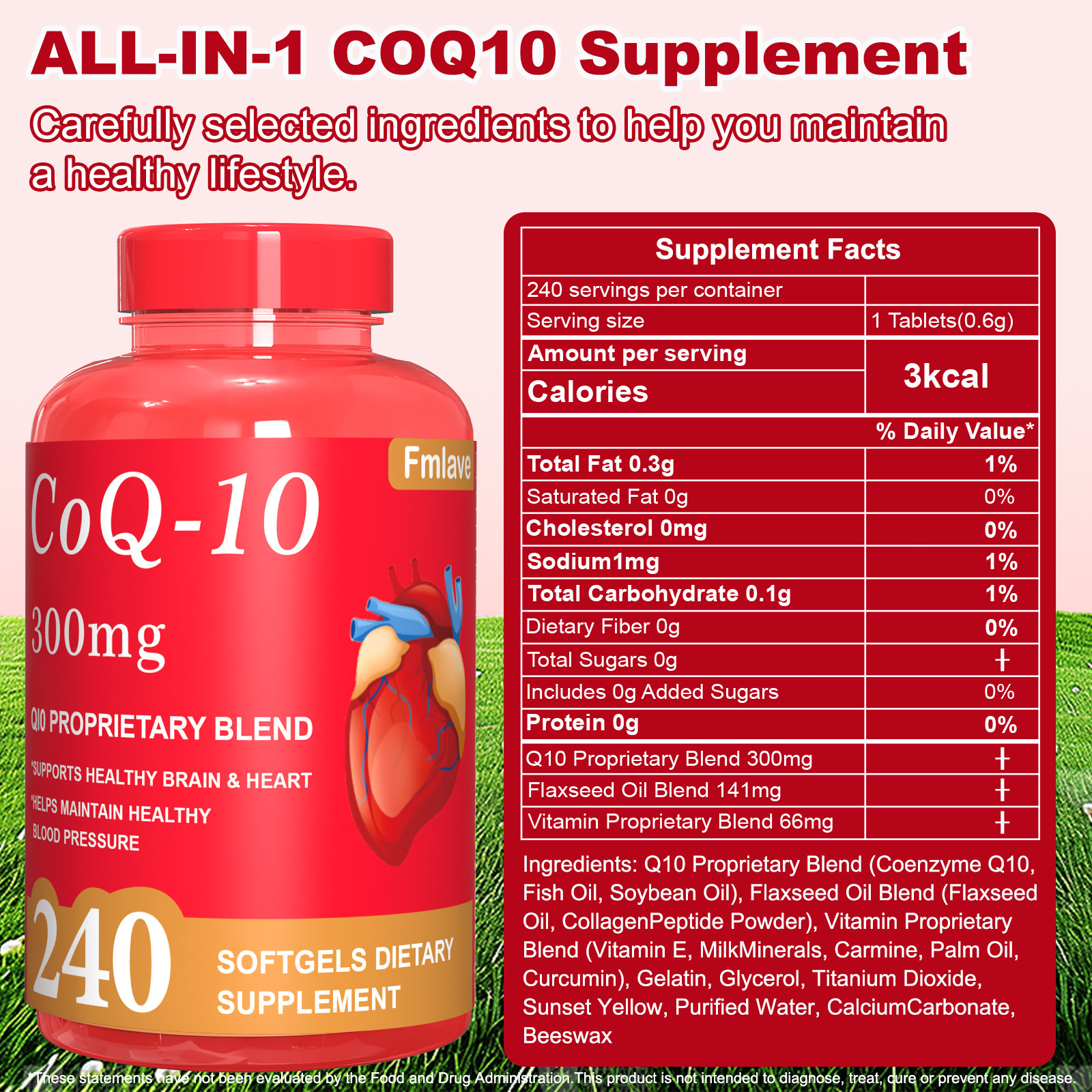 High Absorption CoQ10 300MG – 240 Capsules for Heart Health & Energy Support USA