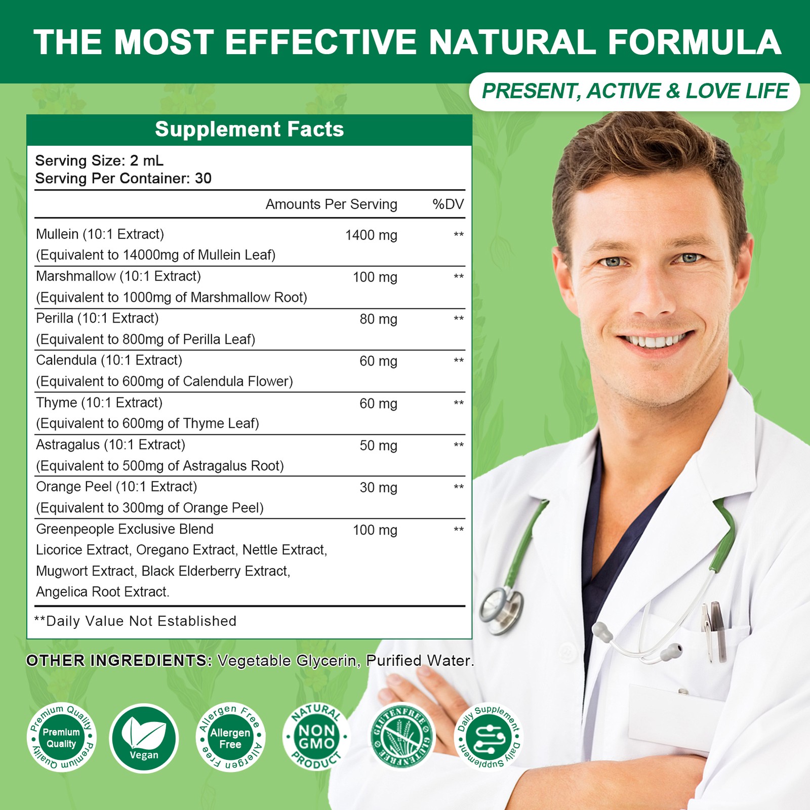 60ML Mullein drops for Lung, Mullein Leaf Extract for Lung Cleanse & Detox