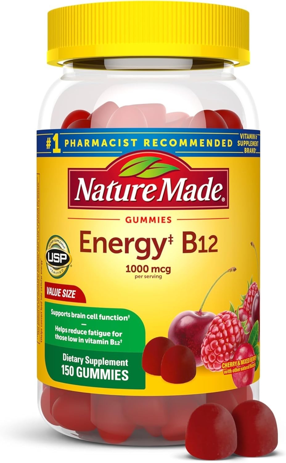 Vitamin B12 Gummies 1000 mcg 150 Count 75 Day Supply Dietary Supplement