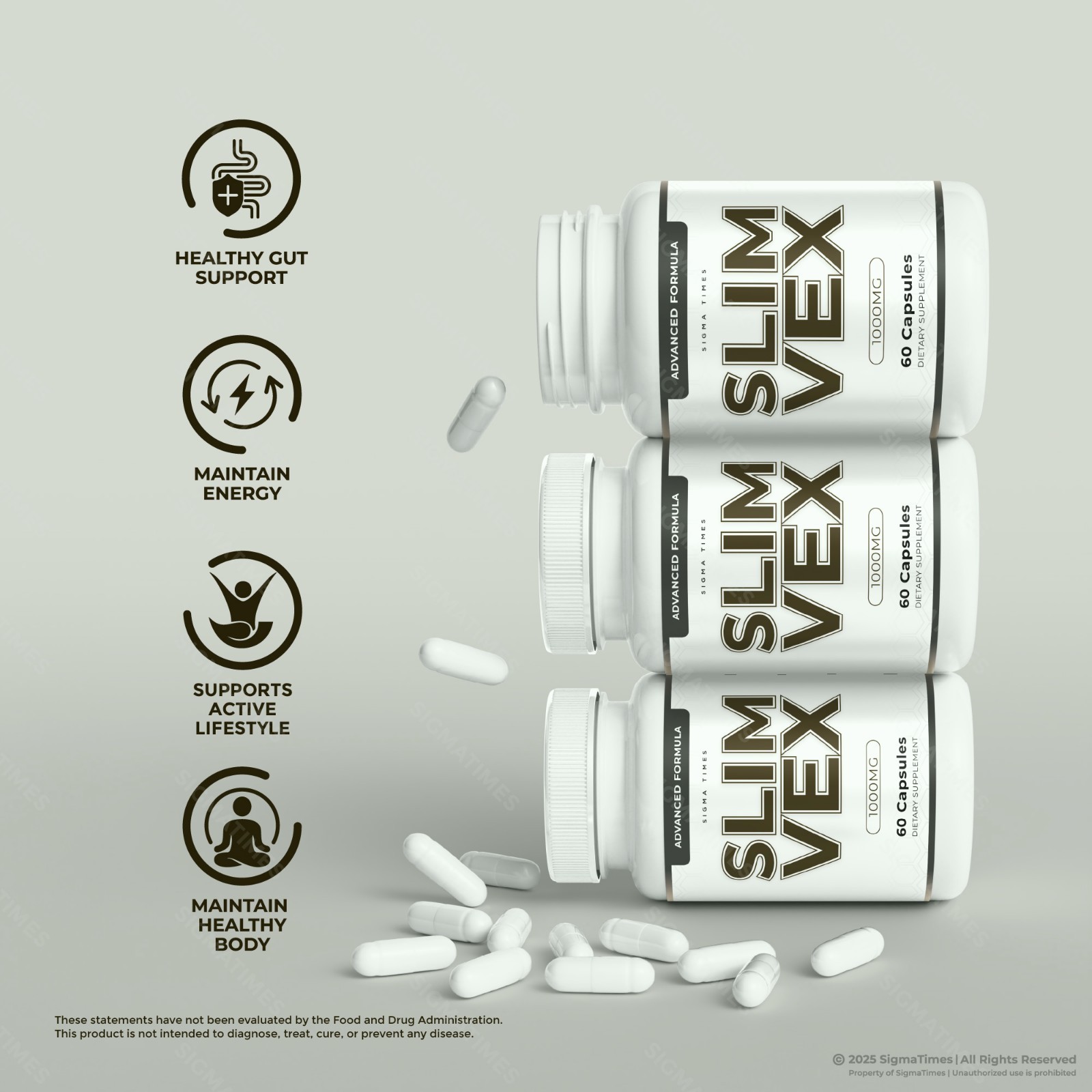 Slimvex Capsules, Daily Supplement for Weight Loss, Metabolism & Energy 60ct