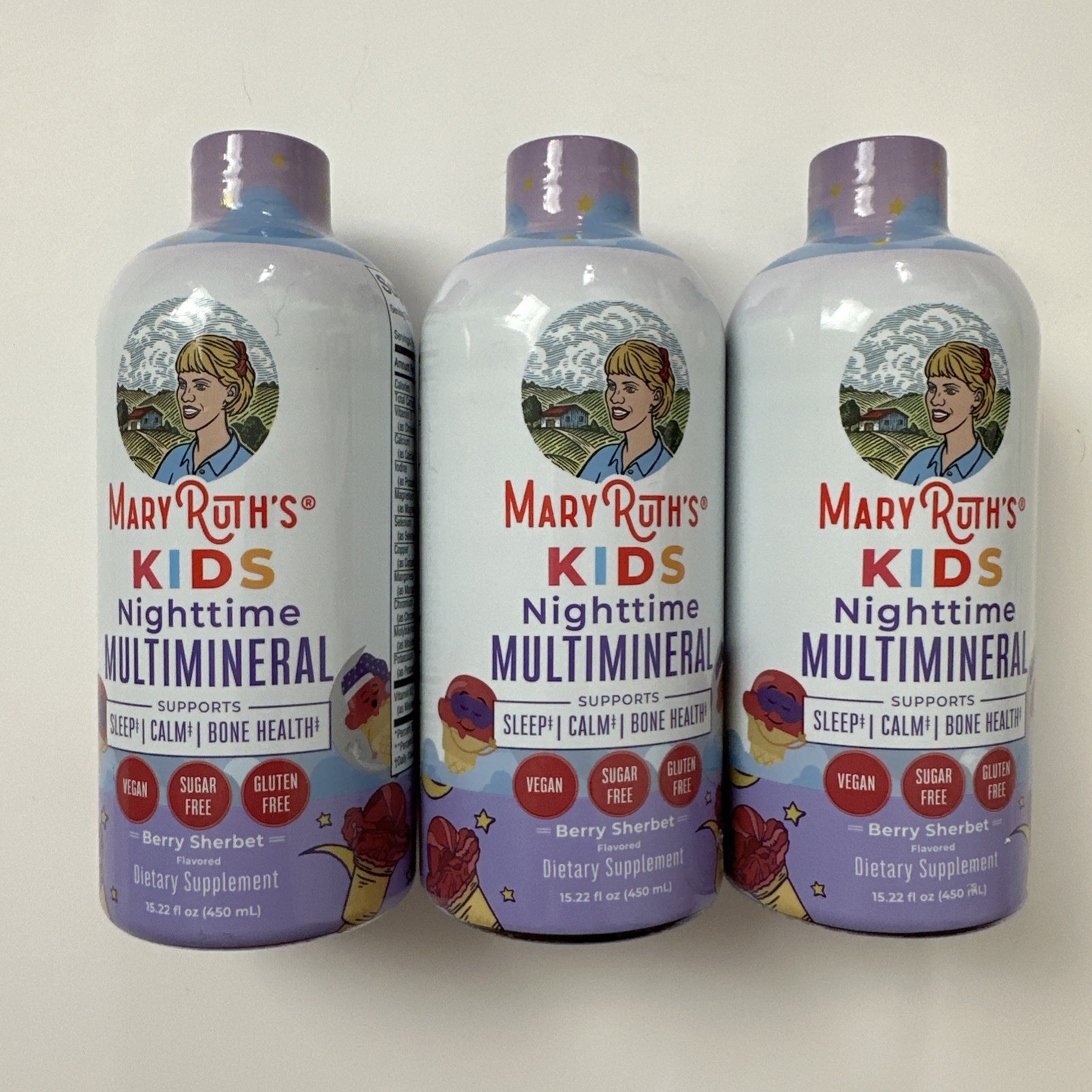 (3) Mary Ruth’s Kids Nighttime Multimineral 15.22 FL OZ Each Exp. 02/27