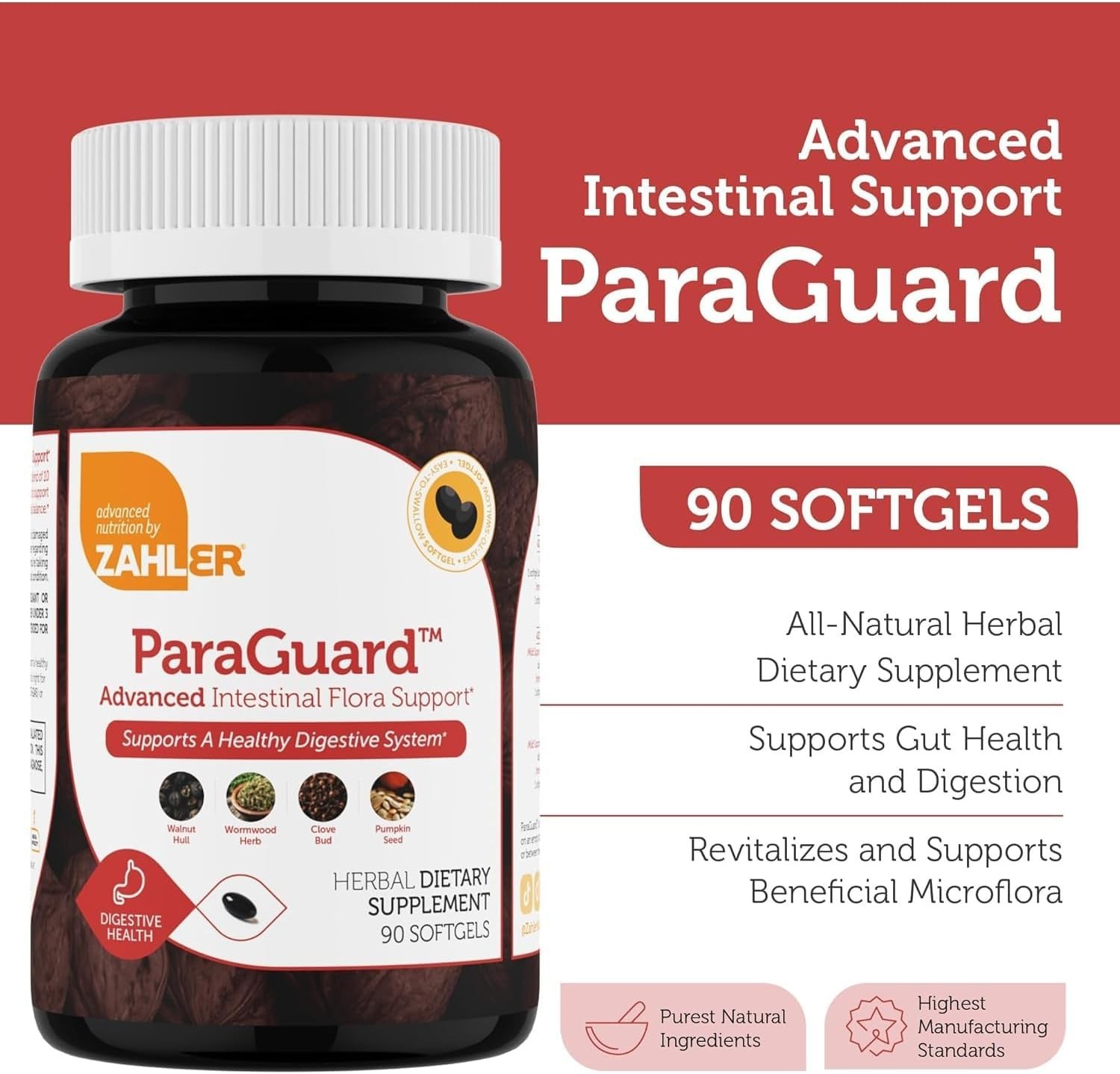 Digestive Support Softgels Herbal Gut Health Balance Non-GMO