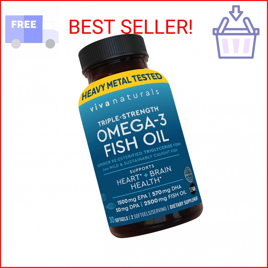 Viva Naturals Omega-3 Fish Oil, Triple Strength, 2500 mg, 30 Softgels – Re-Ester