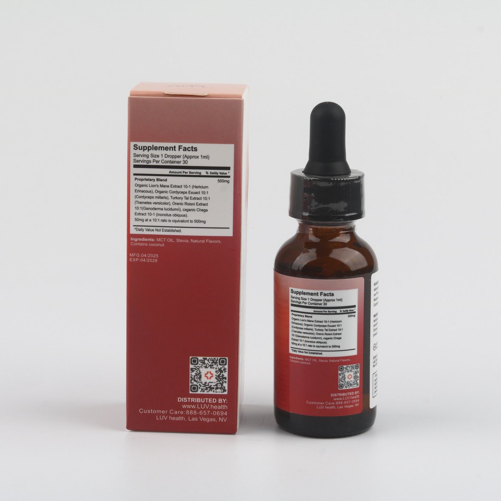 LUV Health Flow Drops-Adaptogen Mushroom Blend-Peach Watermelon Flavor (1-3pack)