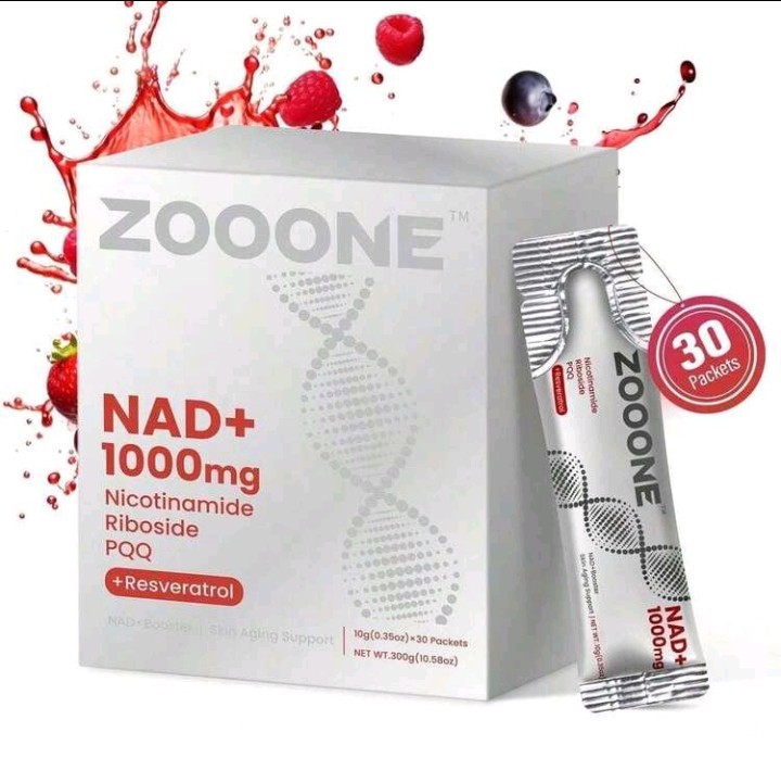ZOOONE NAD+ 1000mg Nicotinamide Riboside Resveratrol PQQ 30 Packets Anti-Aging