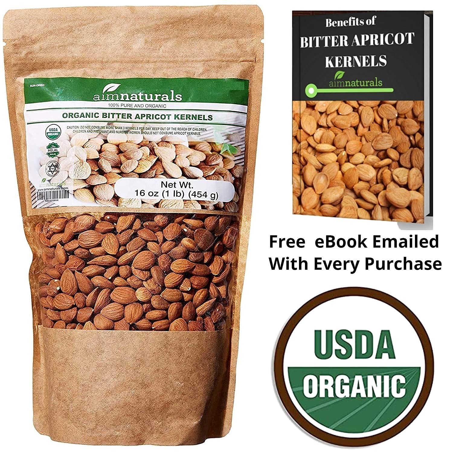 Organic Raw Bitter Apricot Kernels 1LB – USDA Certified, Sun-Dried Delight