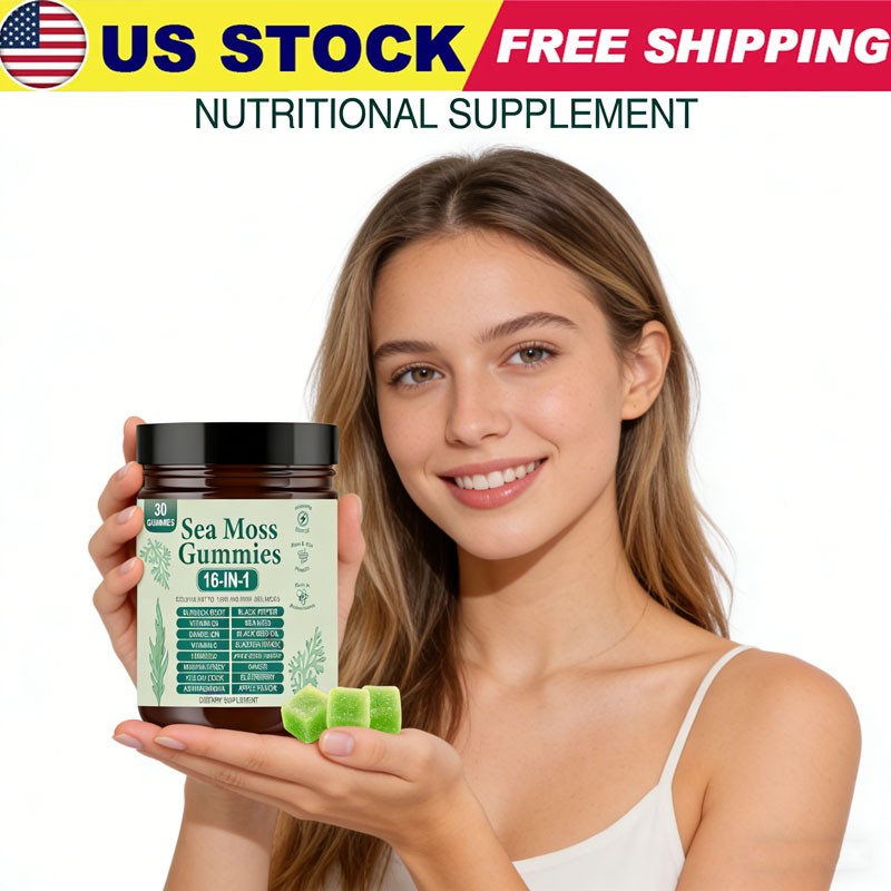 16 in 1 Organic Sea Moss Gummy | Irishmoss Extract 6000Mg | Green Apple Flavor