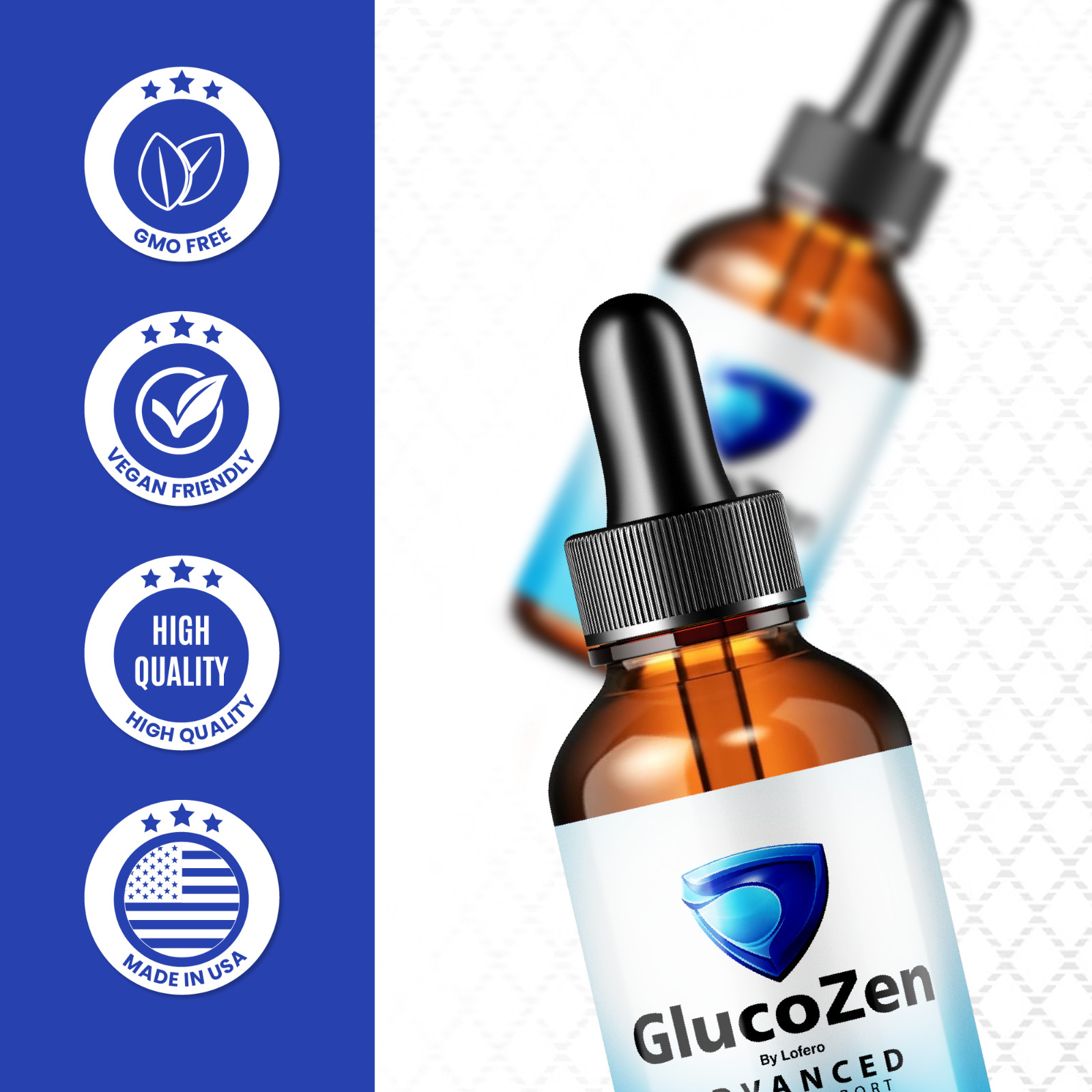 (5 Pack) GlucoZen Advanced Drops Gluco Zen Blood Sugar Liquid Supplement (10 oz)