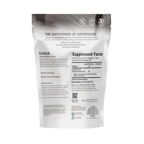 Mushroom Superfood Powder Chaga 60 Grams By Om Mushrooms