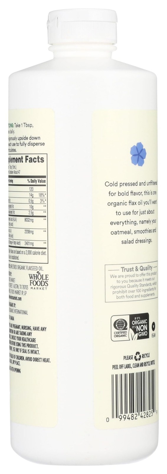 365 by Whole Foods Market, Organic Flax Oil High Lignan, 24 Fl Oz 8/2026