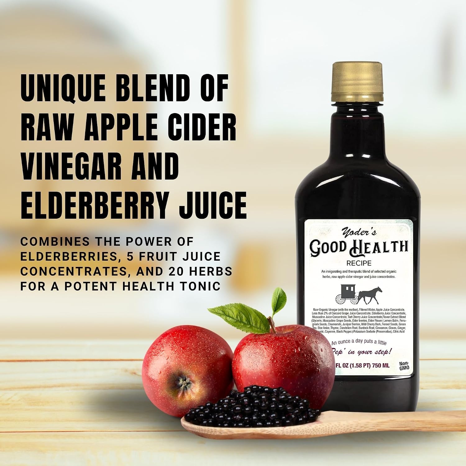 Yoder’s Good Health Recipe Apple Cider Vinegar Liquid Complex 25 oz Elderberry