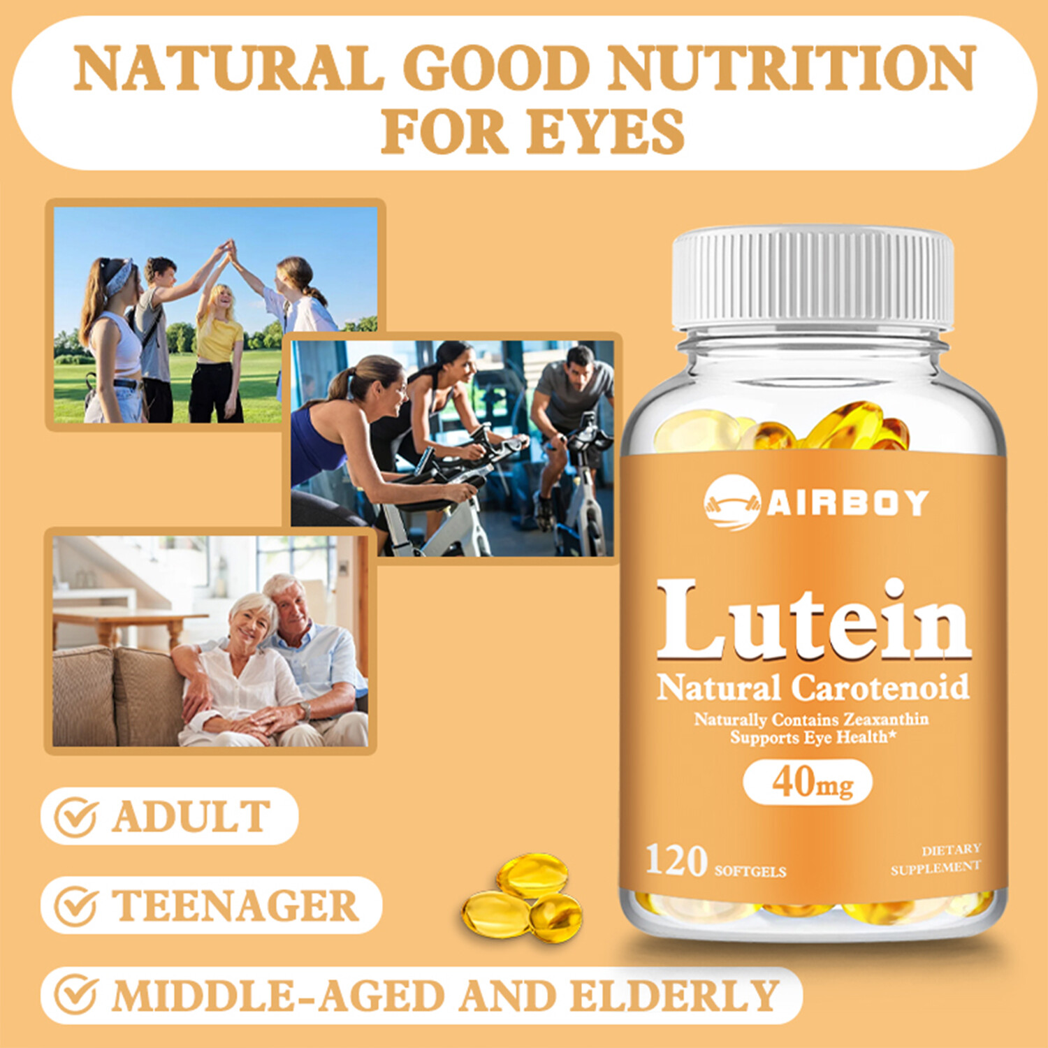 120pcs Lutein 40mg – Zeaxanthin – Eye Health, Eye Strain Support, Eye Protection
