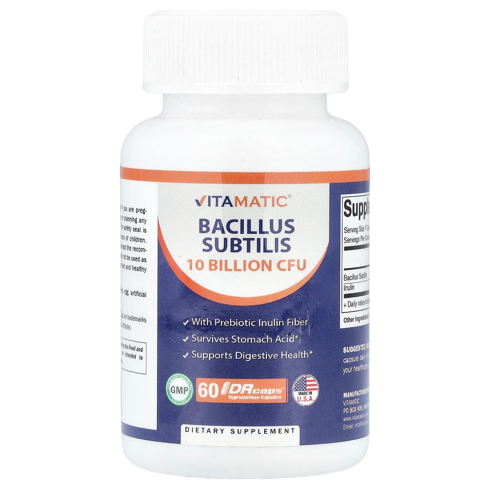 Bacillus Subtilis, 60 DRcaps® Hypromellose Capsules