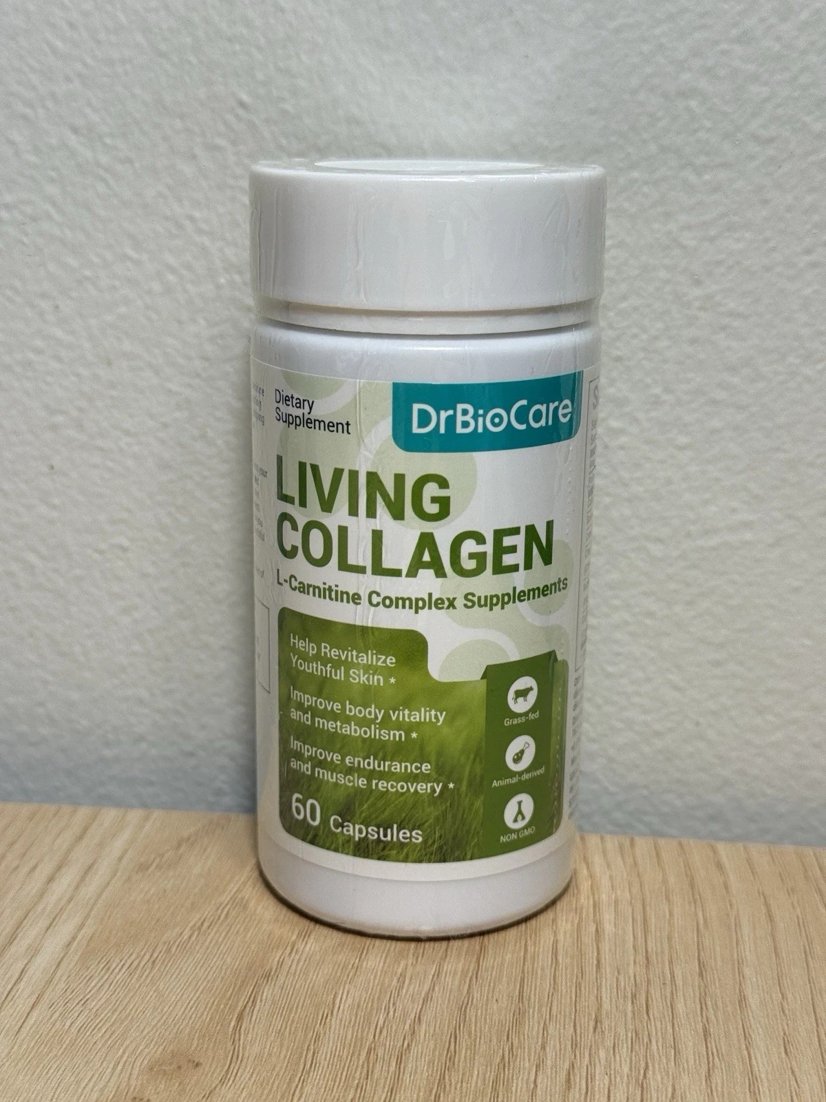 DrBioCare Living Collagen L-Carnitine 60 Capsules Skin Vitality New Grass Fed