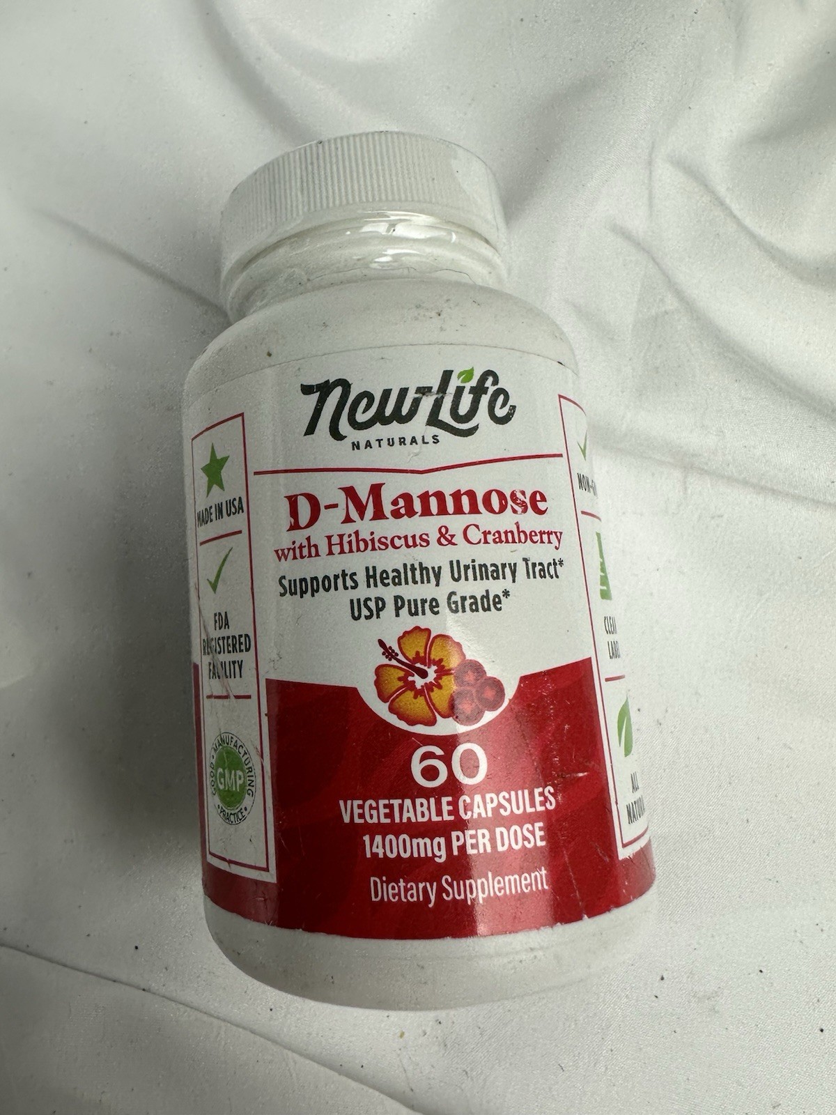 NewLife Naturals D-Mannose 1000 mg 120 Veg Capsules Exp 9/26