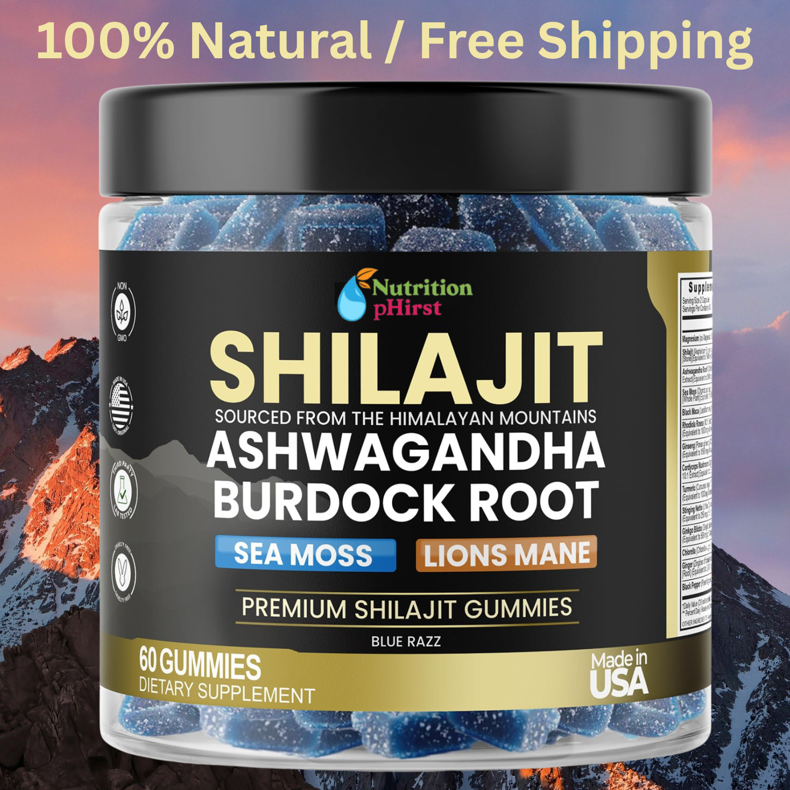 Himalayan Shilajit GOLD Gummies, Organic, Extremely 100% Natural, Fulvic Acid.