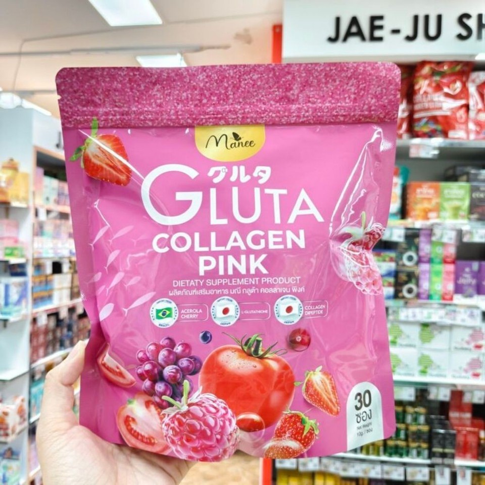 Manee Gluta Collagen Pink Anti-Aging Skin Brightening Glow Whitening 30 Sachet