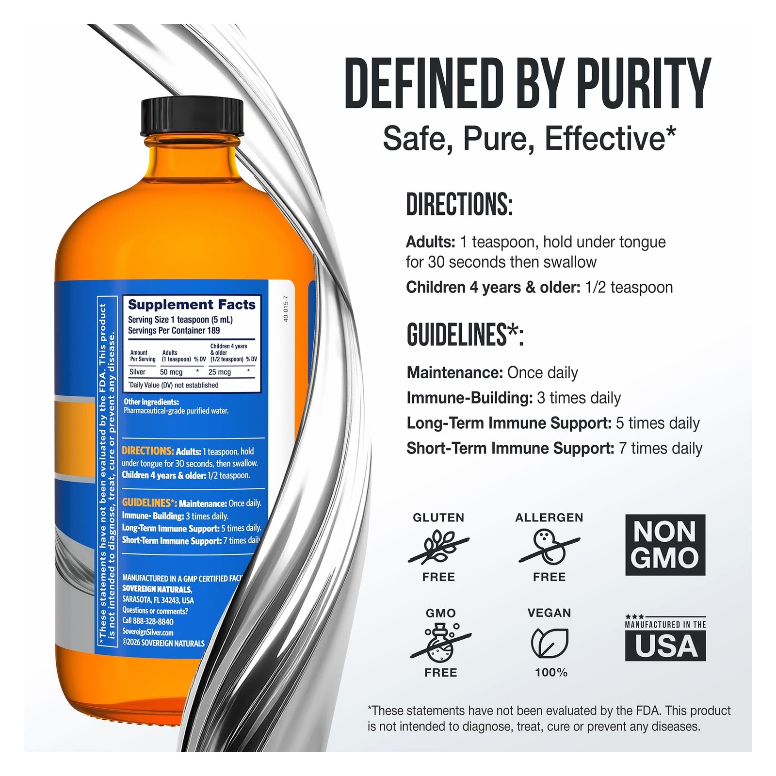 Sovereign Silver Immune Support 10 ppm 32 oz Liquid Hydrosol