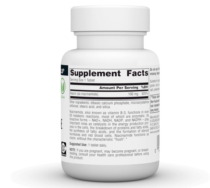Niacinamide Vitamin B3 100 mg No Flush Metabolism Energy Support 100 Tablets