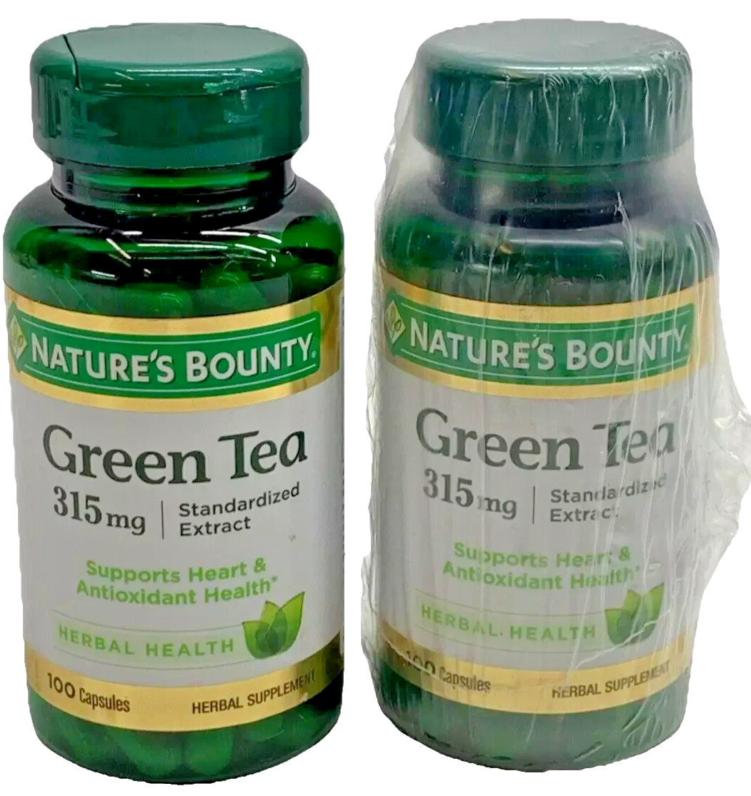 Nature’s Bounty Green Tea Capsules – 315 mg – 100 Count Antioxidant Lot Of 2