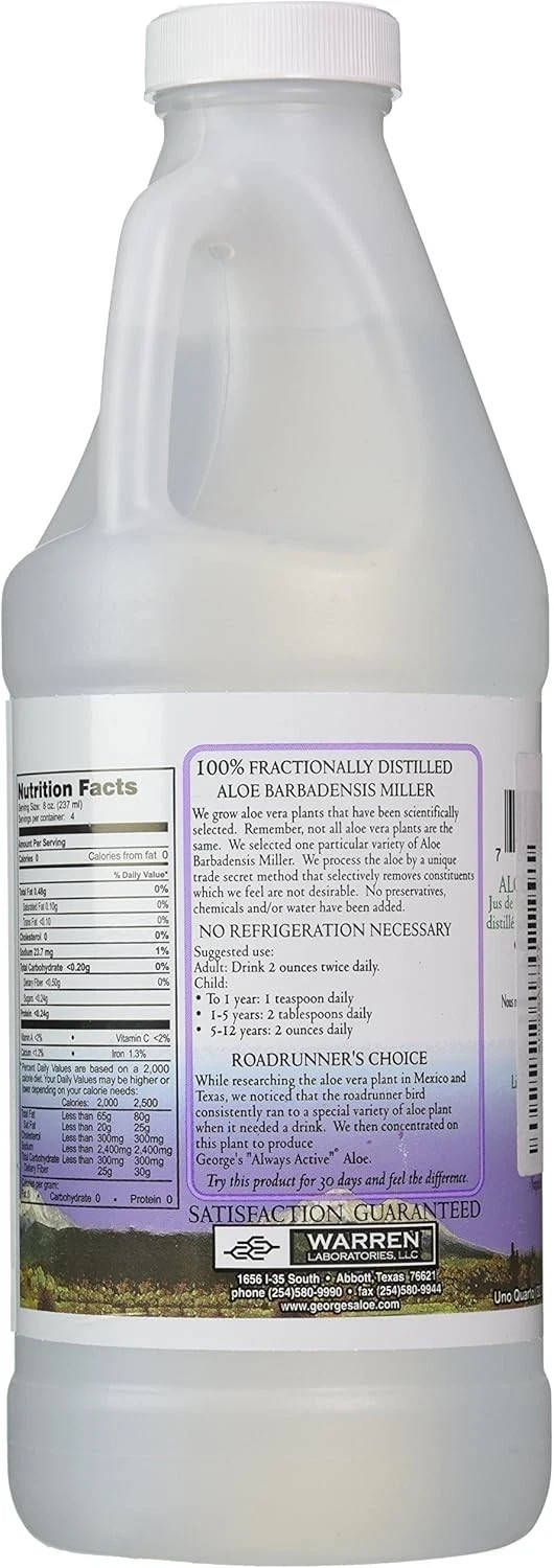 Warren Laboratories George’s 100% Aloe Vera Liquid 32 fl.oz (Pack of 2)