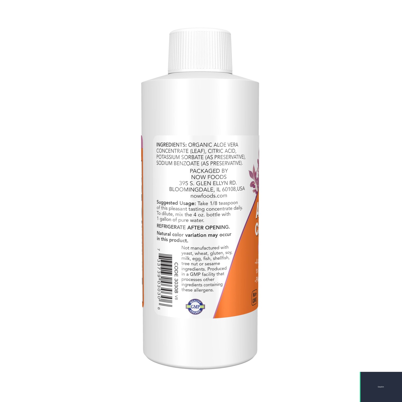 Aloe Vera Concentrate 40:1 Extract Liquid, 4 Fluid Ounce Whole Food