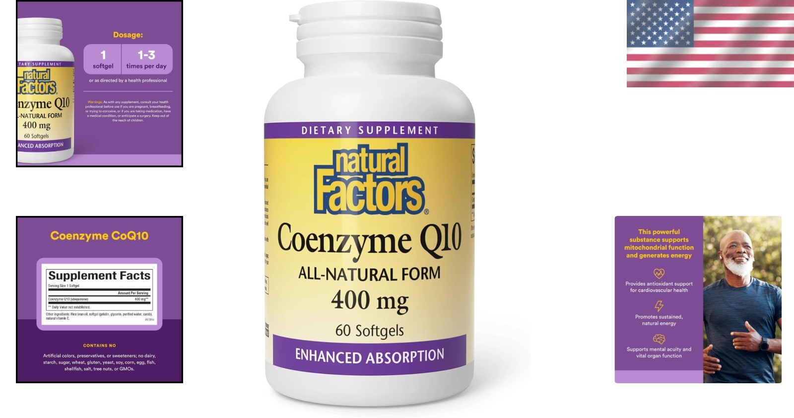 Gluten-Free CoQ10 400mg: 60 Softgels, Heart Health, High-Absorption Ubiquinone