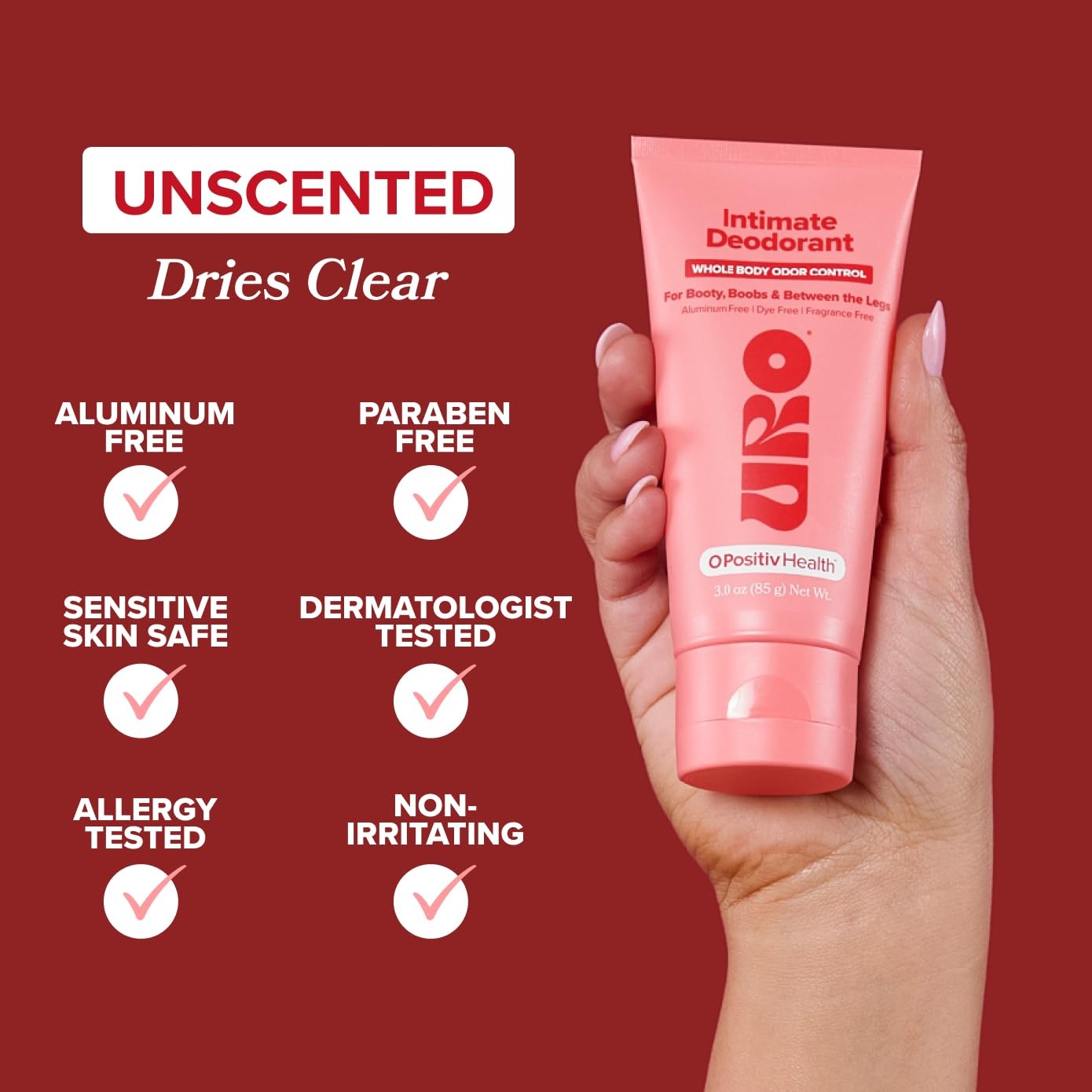 URO Intimate Whole Body Deodorant Cream – Dermatologist 3 Ounce (Pack of 1)