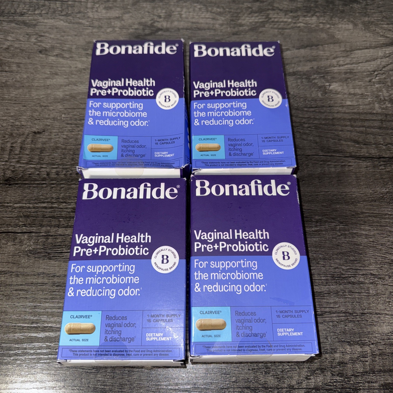 4 Boxes Bonafide Clairvee Vaginal Health Pre + Probiotic 15ct Exp 04/2027 New