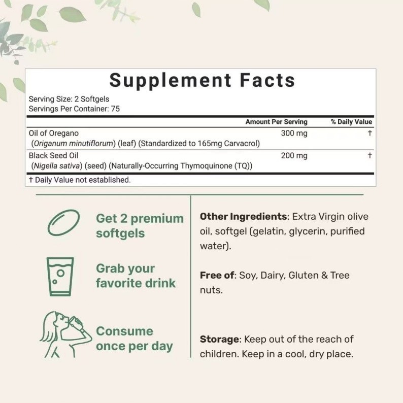 2 Pack Micro Ingredients Oil of Oregano 600 Softgels 165mg of Carvacrol Per Serv