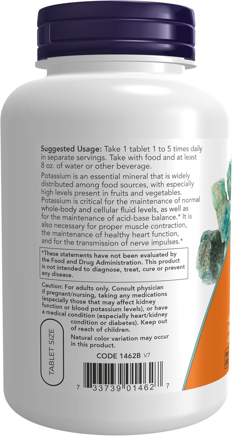 NOW Supplements, Potassium Gluconate 99Mg, Easier to Swallow, Essential Mineral