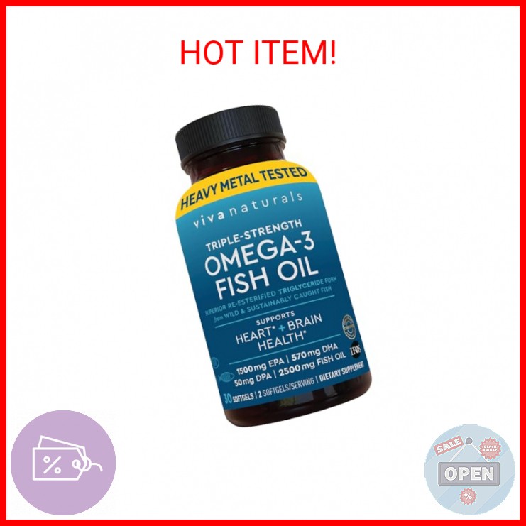 Viva Naturals Omega-3 Fish Oil, Triple Strength, 2500 mg, 30 Softgels – Re-Ester