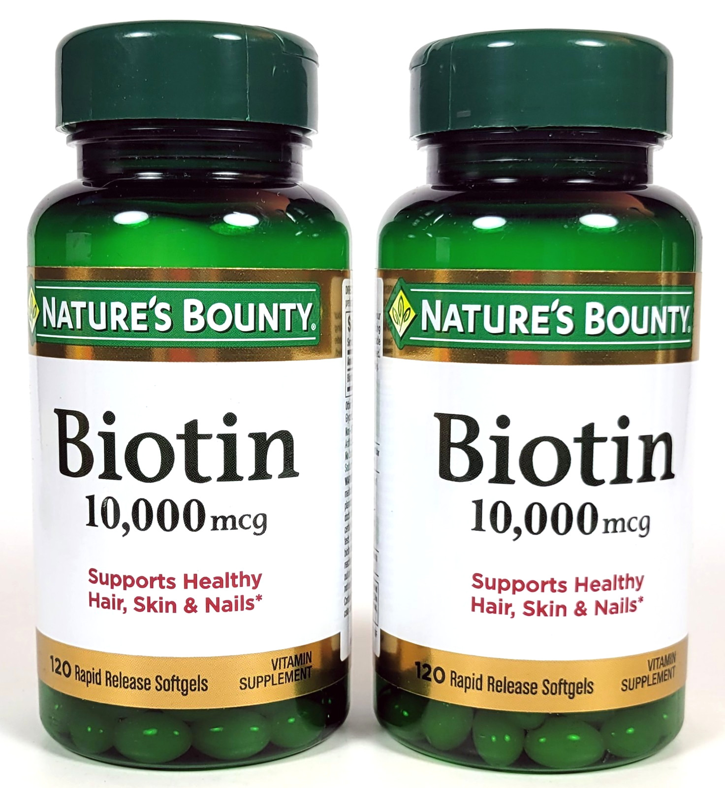 EXP 05/2028 ~ 2 Pack Nature’s Bounty Biotin 10000 mcg 120 Rapid Release Softgels