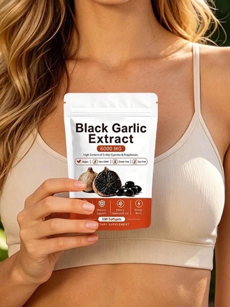 Black Garlic Extract Softgels 300ct, Odorless Vegan Non-GMO Supplement