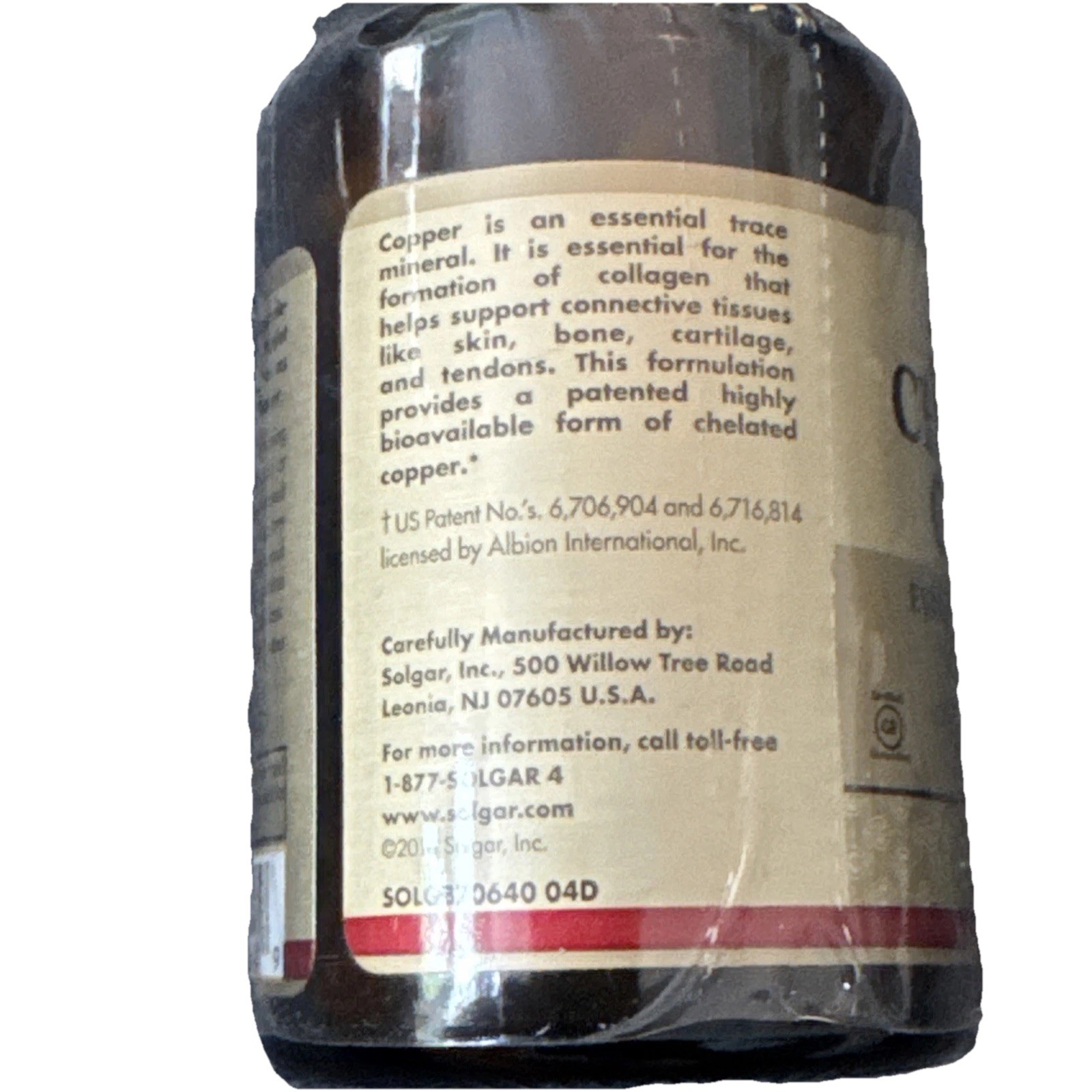 Solgar Chelated Copper 100 Tablets Highly Bioavailable Skin Hair Nails NEW