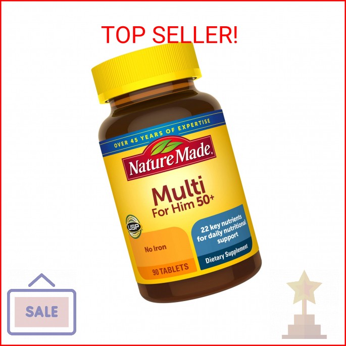 Nature Made Men’s Multivitamin 50+ Tablets, 90 Count for Daily Nutritional Suppo